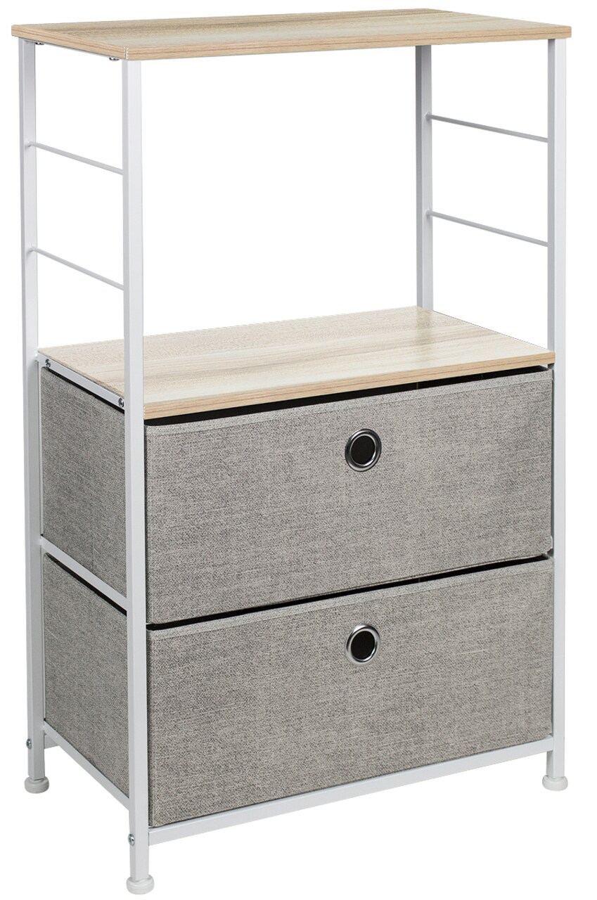 Sorbus Nightstand 2-Drawer Shelf Storage - Bedside Furniture & End Table Chest Dresser with Steel Frame, Wood Top & Easy Pull Fabric Bins for Home, Bedroom, Closets, Bathroom, Office & College Dorm